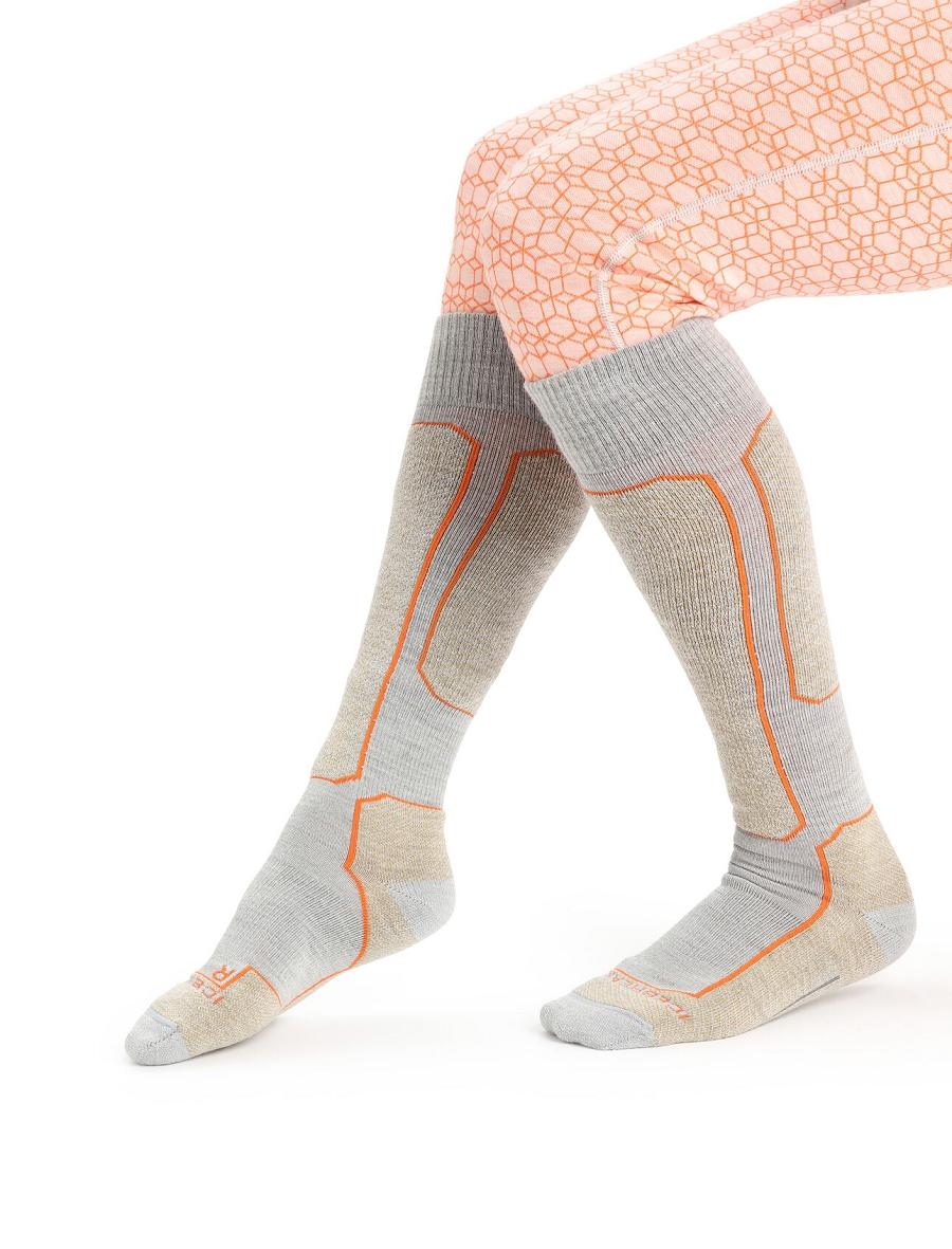 Chaussettes Icebreaker Merino Ski+ Light Over the Calf Femme Blanche | FR 1437OKIR